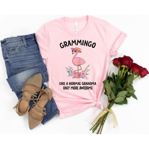 Cute Grandma/Grandmother T-Shirt Women Funny Flamingo Grammingo Like A Normal Grandma Only More Awesome T Shirts Graphic Tee Top