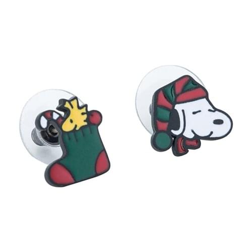 Fashion Asymmetry Christmas Socks and puppy design Ear Studs earring Christmas Gift Jewelry Earrings China factory wholesale