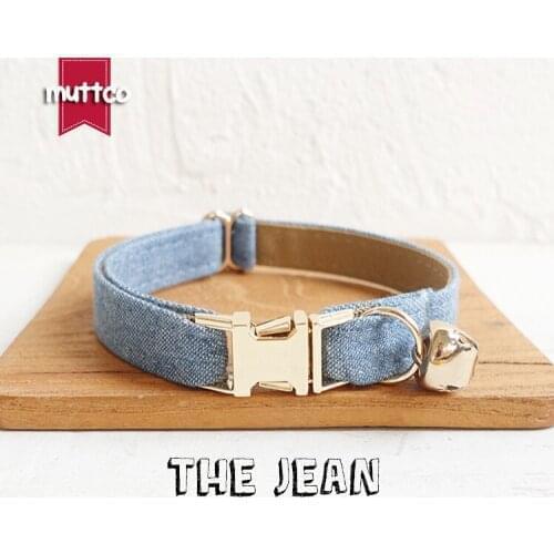 10pcs/lot MUTTCO retail with gold high quality metal buckle collar for cat THE JEAN design cat collar 2 sizes UCC035J