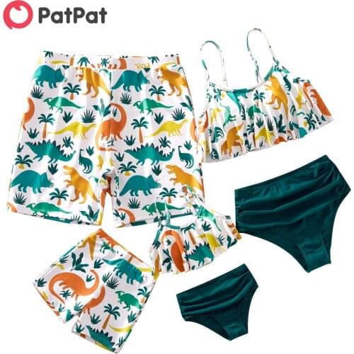 PatPat 2021 New Summer Animal Dinosaur Print Family Matching Swimsuits