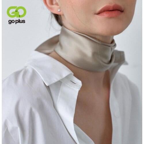 GOPLUS Scarf Women luxury Silk Scarves Solid Skinny Bandana Kerchief Square Neck Wrap Female foulard Bufandas de seda para mujer