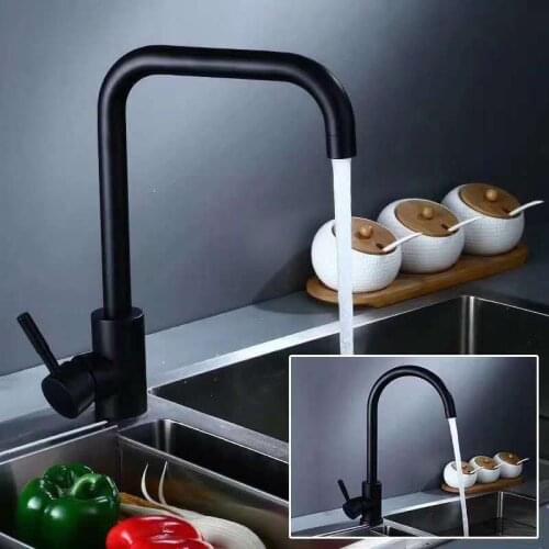 Black Stainless Steel Kitchen Faucet Bathroom Sink Water Tap Hot and Cold Single Handle Tap Sink Tap Kitchen Shower Faucet