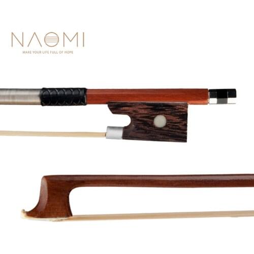 Naomi Student Bow 4/4 Brazilwood Bow Violin/Fiddle Bow Round Stick Wenge Frog Iron Wire Winding Student Bow Beginner Use
