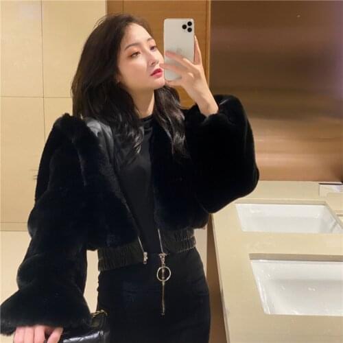 Wind of street of euramerican big name of autumn winter new style tall waist feels hair hair of hooded coat female jacket