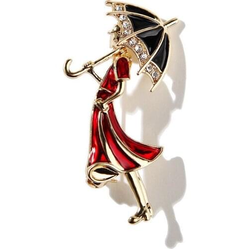 Girl With Umbrella Cartoon Enamel Brooches Brooch Fashion Jewelry Accessories Brooch