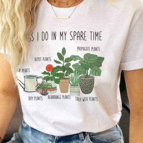 Garden Plant Print Aesthetic T Shirt Summer Fashion Casual Botanical Woman Graphic T Shirts Funny T-shirt Cute Ladies Tops Tees
