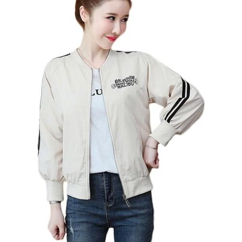 Korean Style Fashion Printed Baseball Jacket Women 2021 Autumn Women Bomber Long Sleeve Ladies Short Coats Jackets New Outerwear