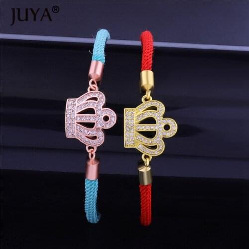 Pulceras para mujer 5 Colors Rope Chain Adjustable Bracelets Zircon Crown Charm Bracelet For Women Handmade Jewelry bijoux femme