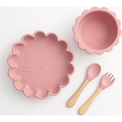 1set Childrens Tableware Kids Feeding Solid Food Non-Slip Bowl Waterproof Dishes Plates BPA Free Fork Spoon Dining Appliance