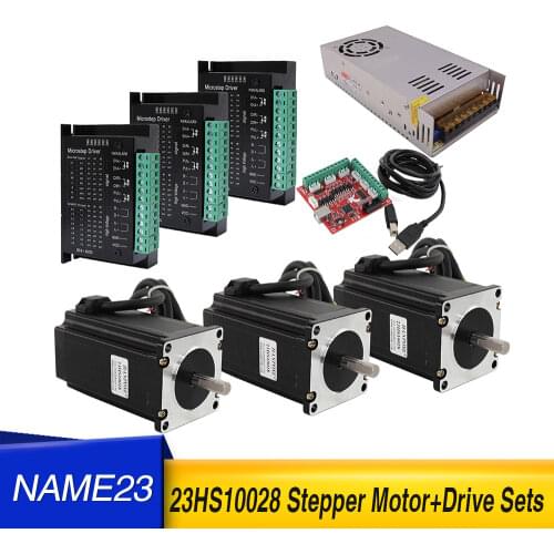 23HS10028 2.8A stepper motor 3 PCS driver TB6600 + USB power controller body length 100mm