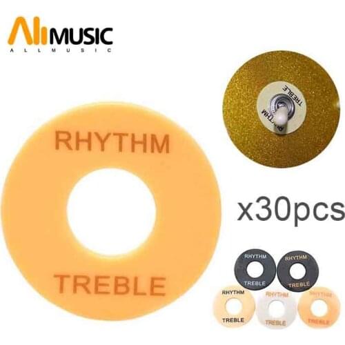 30pcs wholesale Guitar Toggle Switch Plate Rhythm Treble Washer Ring White Black Yellow 3 color Words New for Electric Guitar