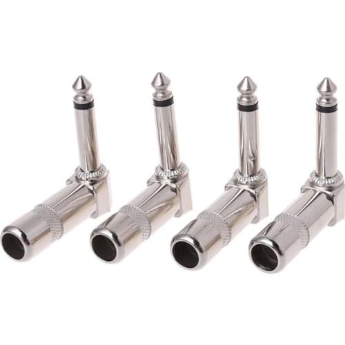 4Pcs High Quality 1/4 Inch 6.35mm Jack Right Angle Male Mono Plug L-shape Connector For Guitar Audio