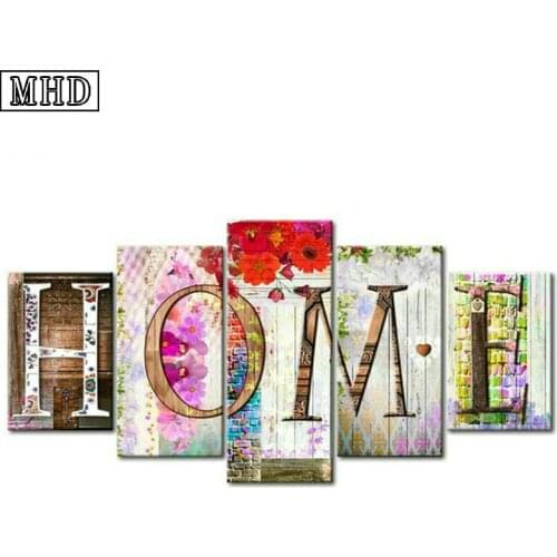 5 spell painting home sweet home full round diamond painting full square drill diamond embroidery wall sticker 16 style