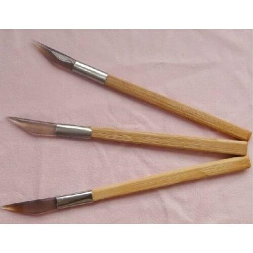 5 pcs Agate Burnisher Polishing Knife Edge With Bamboo Handle Jewelry Making Tools Hot Sale gold and silver foil coating