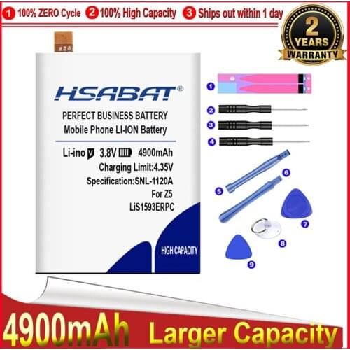 HSABAT larger capacity 4700mAh LIS1593ERPC Battery For Sony Xperia Z5 E6603 E6653 E6633 E6683 E6883