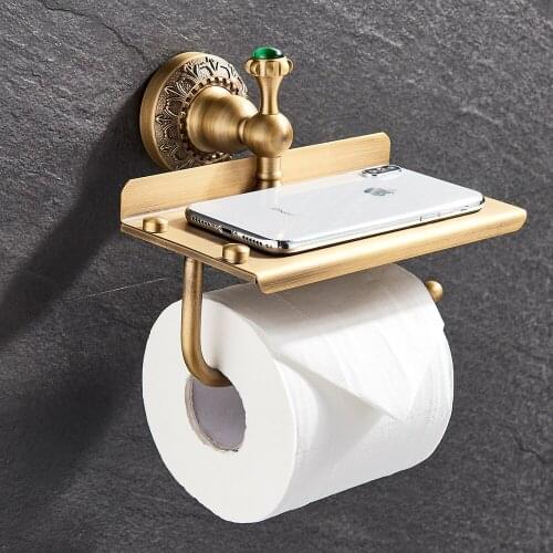 Antique Brass Bathroom Toilet Paper Holder Solid Brass Bathroom Accessories Multifunctional Toilet Paper Holder