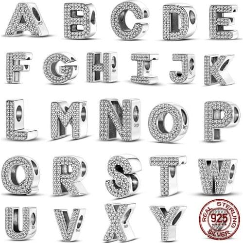 CodeMonkey 100% Real 925 Sterling Silver Letter Alphabet A-Z Charm Name Bead Fit Original Bracelet Pendant Jewelry CMC030