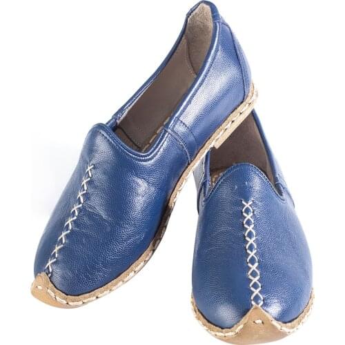Women Hand Made Comfort Basic Healty Full Leather Shoes Blue