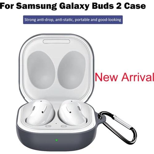 Soft Silicone Case For Samsung Galaxy Buds 2 Live Buds2 Case Protective Solid Color Earphone Case Headset Accessories With Hook