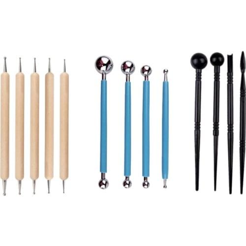 13 Pieces Set Clay Pottery Tools Creasing Pen Drill Pen Ball Stick Fondant Flower Combination Clay Sculpture Tool Pottery Tools