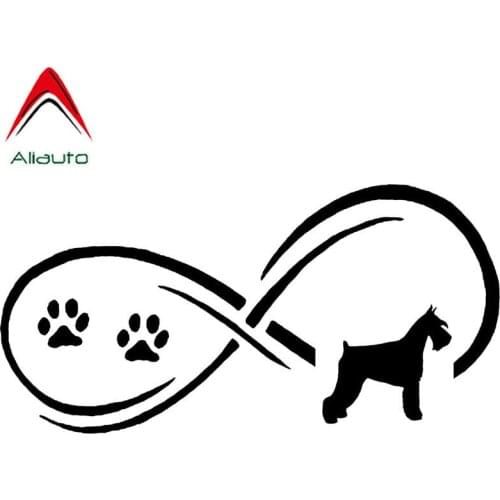 Aliauto Cartoon Animals Car Stickers Schnauzer Dog Paw Print Fashion Vinyl Decal Automobile Decoration Black/Silver,17cm*8cm
