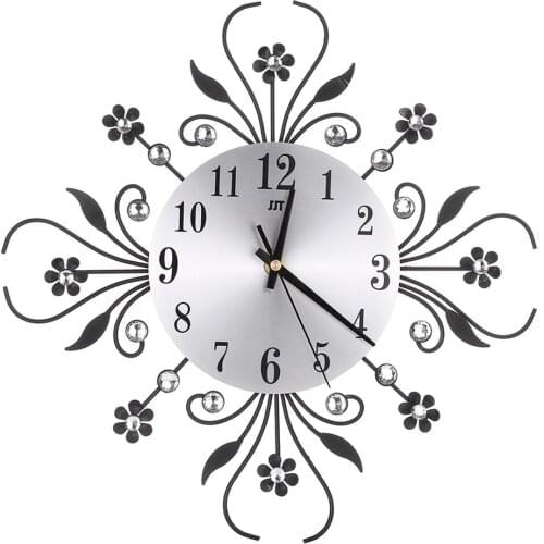 Wall Clock Flower Decorative Round Clock Metal Living Room Decor Quiet Quartz Clocks Modern Minimalist Clocks