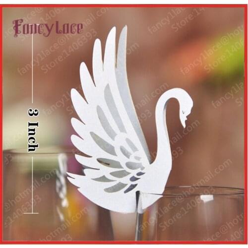 New 60Pcs/lot White Swan Place Escort Wine Glass Paper Card for Wedding Party Festival Decoration Wedding Favors Free Shipping