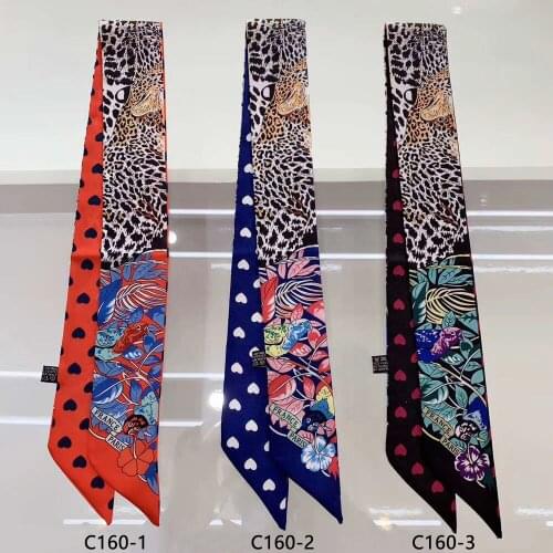 New Leopard Animal Town New Design Luxury Brand Skinny Scarf Women Hair Neck Silk Scarf For Ladies Foulard Headband Bag Scarves