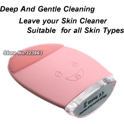 Facial Cleansing Brush Vibration Mini Face Cleaner Silicone Deep Pore Cleaning Electric Waterproof Massage