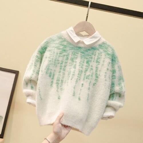 2-10Y Toddler Kids Velvet Knitted Sweater Warm Autumn winter Baby Girls Long Sleeve Tops Outwear toddler boys Winter Clothing
