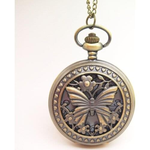 Excellent Design Roman Style White Dial Butterfly Watch Vintage Style Pocket Watch,100pcs/lot Fashion Ladies Men Casual Watch