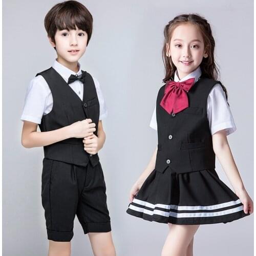 School Striped Shirt Girls & Boys Clothes Set School Chorus Stage Uniform Clothes for 3 4 6 8 10 12 14 16 17 Years Old RKS194025