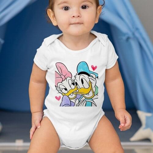 Daisy Duck Donald Duck Newborn Jumpsuit Short Sleeve Disney Baby Bodysuits Girl Boy Fashion Infant Clothes 0-24M