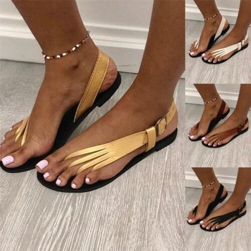 Sandals for Women Large Size Flip Flops Ladies Outdoor Beach Shoes Summer Adjustable Buckle Comfort Flat Womens Sandals 42 43