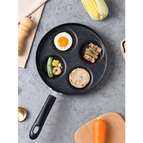 Four-Hole Egg Frying Pan Mini Non-Stick Pan Flat Frying Pan Egg Hamburger Maker Breakfast Fried Egg Dumpling Fantastic Product