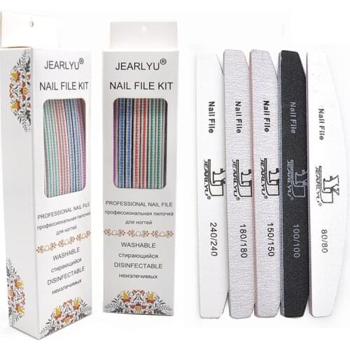 MIX Nail Files 80 100 150 180 240 Grit10Pcs Per Box All UV Gel Nail Sanding File Manicure Polisher Lime a Ongle Professionel New