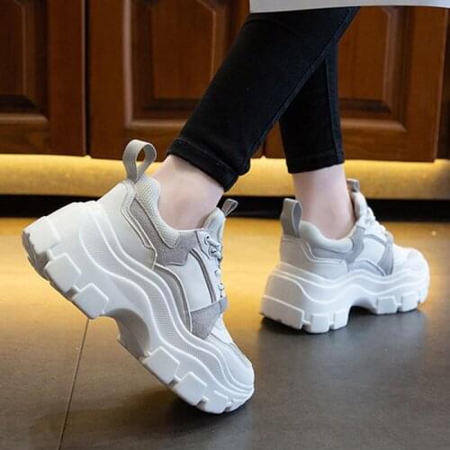 Women Lace Up Vulcanized Shoes Female Breathable Flat Platform Thick Mixed Colors Ladies Leisure Lightweight Single Footwear