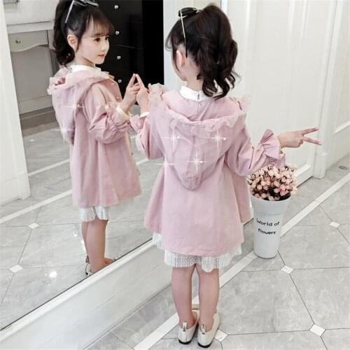 Spring Autumn Korean Fashion Children Windbreaker Jacket Kids Girls Trench Coat Outerwear Coats Princess Jackets For Girls