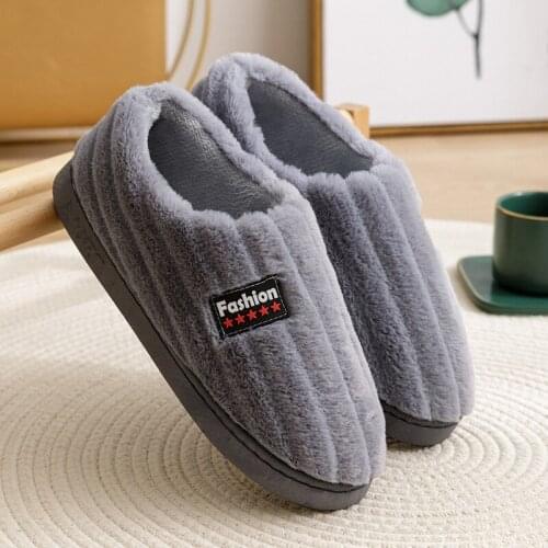 Ladies Cotton Slippers Winter Household Indoor Non-slip Thick-soled Flat with Home Warmth Couple Plus Velvet Cotton Shoes
