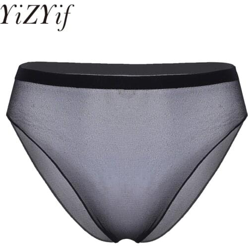 Womens Sexy Panties Underwear Shiny Glossy See Through Sheer Lingerie Stretchy Tight Briefs Stocking Underwear Nightwear Female