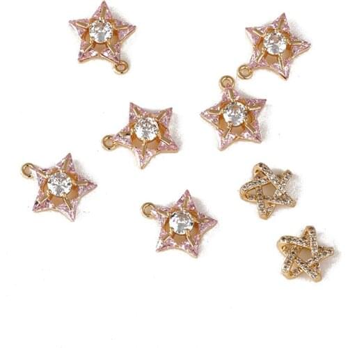 2PCS 14k Gold Plated Star Necklace Pendant Inlaid with Zircon for Jewelry Making Supplies DIY Earrings Copper Accessories