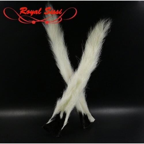 2 tails premium calf kip tails natural white Calf Tail Crinkled kink hair fiber bonefish steelhead patterns fly tying materials