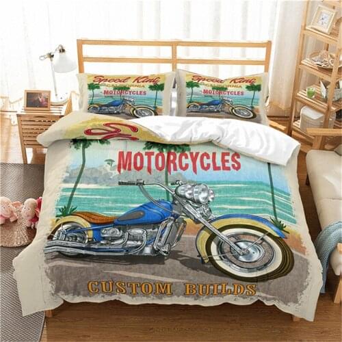 3D Duvet Cover Single size Motorcycle Bed Linen comforter Bedding set King size Quilt cover and pillowcase 3pcs Home Textile