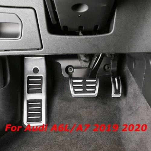 3PCS Pedal Pads for Audi A6L A7 2019 2020 C8 Stainless Steel Footrest Brake Fuel Pedal Covers for Audi No Drill