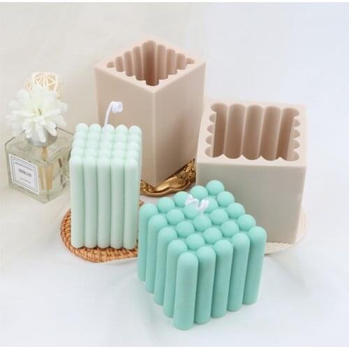 3D Cube Soy Wax Candle Mold DIY Silicone Plaster Decoration Square Resin Candles Mould Soy Aroma Wax Soap Mold Candle Crafts