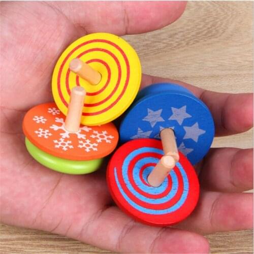 4Pcs/Lot Puzzle wooden colorful spinning top toy Montessori magic classic toy spinning top educational birthday gift