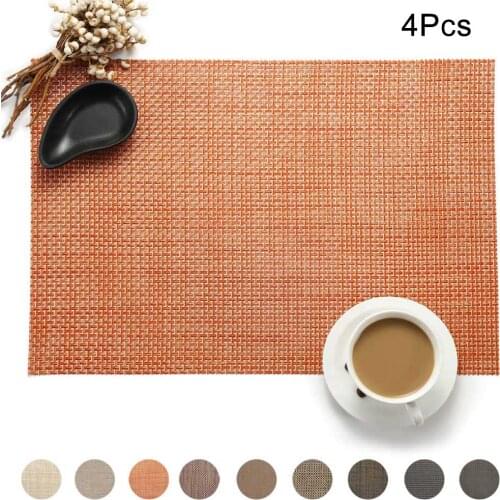 4pcs Fashion Dining Table Placemat Heat-resistant Placemats Anti-slip Stain Resistant Washable Table Mat FBE2