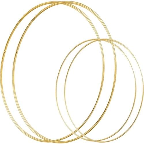 4 Pack 2 Sizes Metal Floral Hoop Wreath Macrame Gold Hoop Rings for DIY Crafts Dream Catchers Floral Macrame Hoop