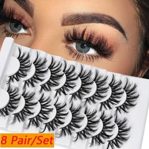 5/8 Pairs Mixed Styles 3D Mink False Eyelashes Natural Wispy Criss-cross Fluffy Cruelty-free Lash Soft Handmade Eye Makeup Tool