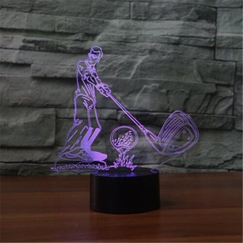Free shipping New type of golf 3D lamp seven color LED acrylic visual lamp touch illusion lamp decorative USB Christmas gift
